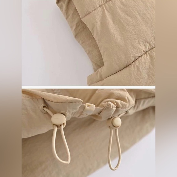 FindThy Cropped Puffer Vest in Beige - Picture 9 of 12